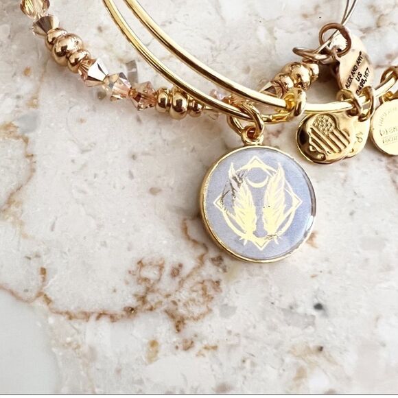 Alex and Ani Godspeed Art Infusion Crescent Moon, Feathers and Beads Bangle Set - Picture 13 of 16